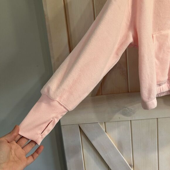 Old Navy Womens Pullover Quarter Zip Large Pink Pockets Thumb Hole Loose Fit - Picture 3 of 15